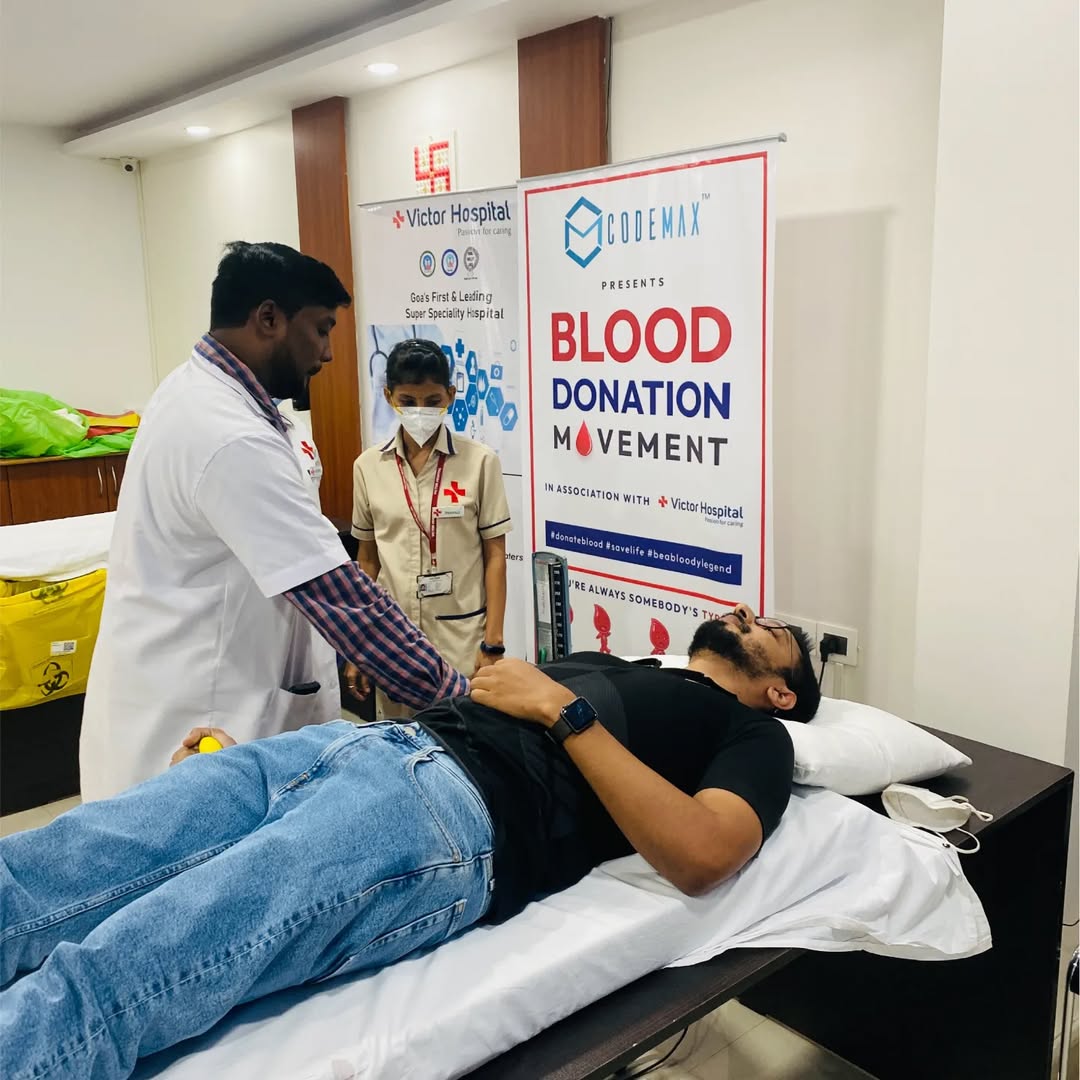 Doctor preparing blood donation at Victor Hospital