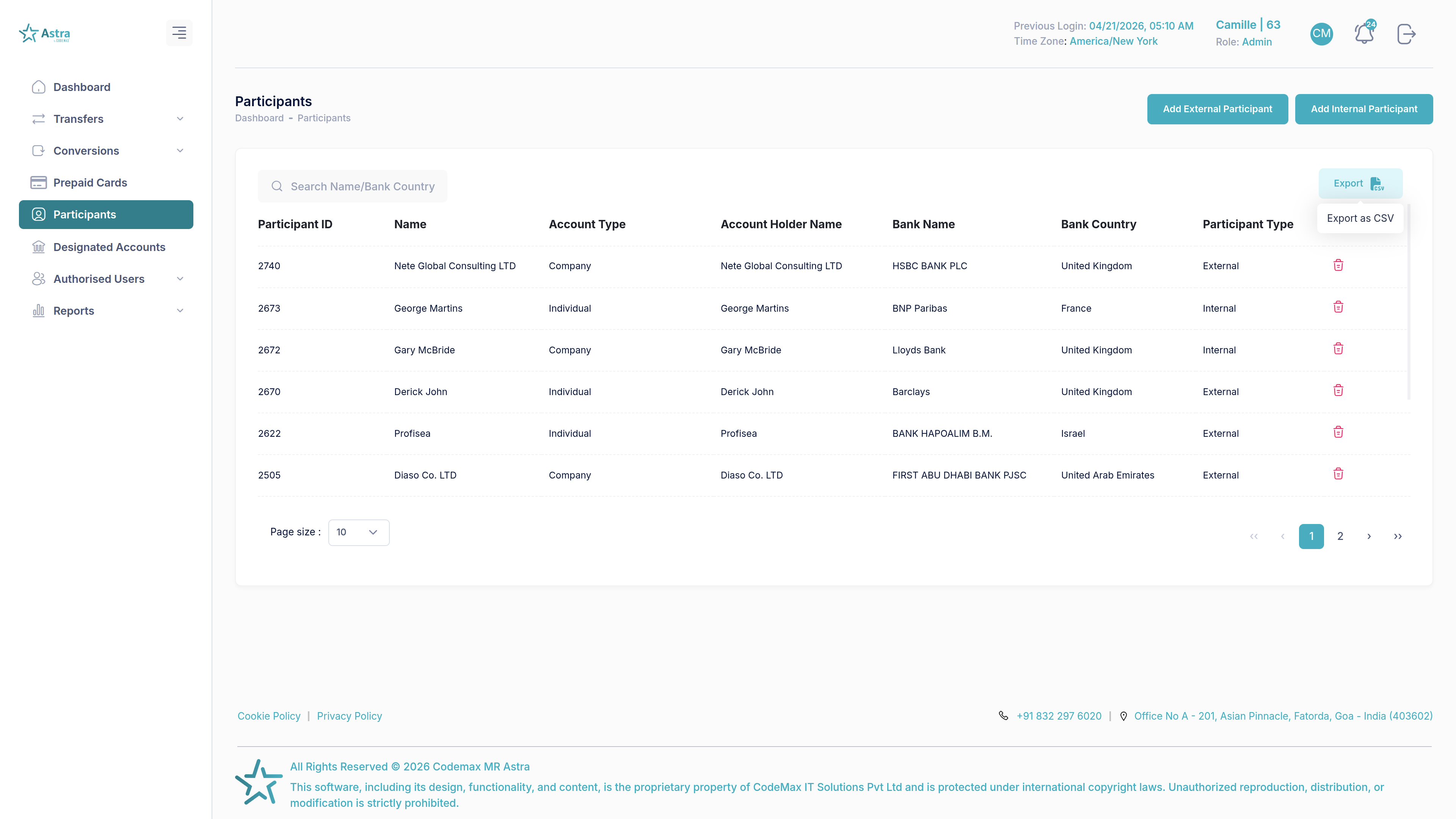 Astra Client Add Participant