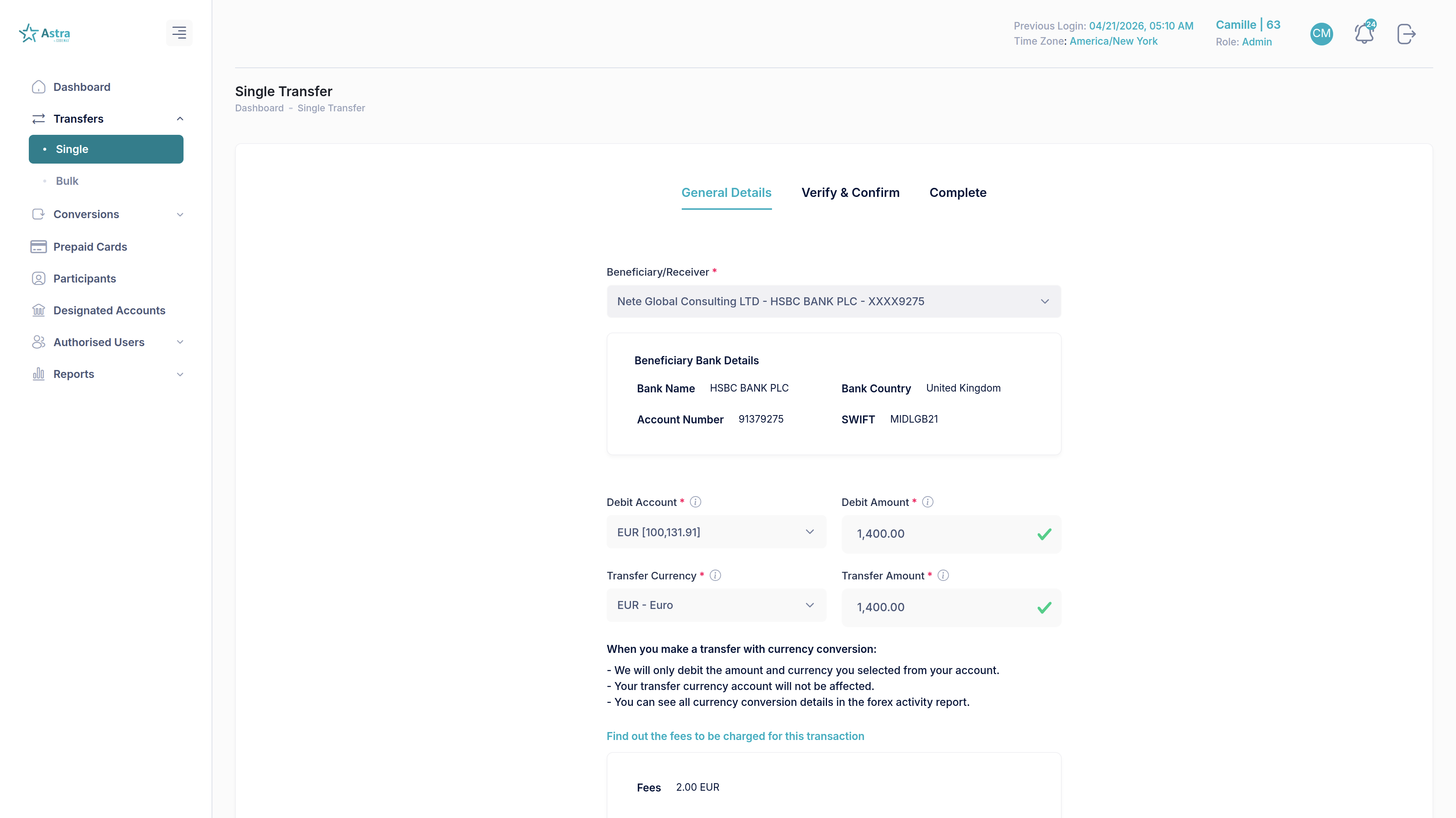Astra Client Payout