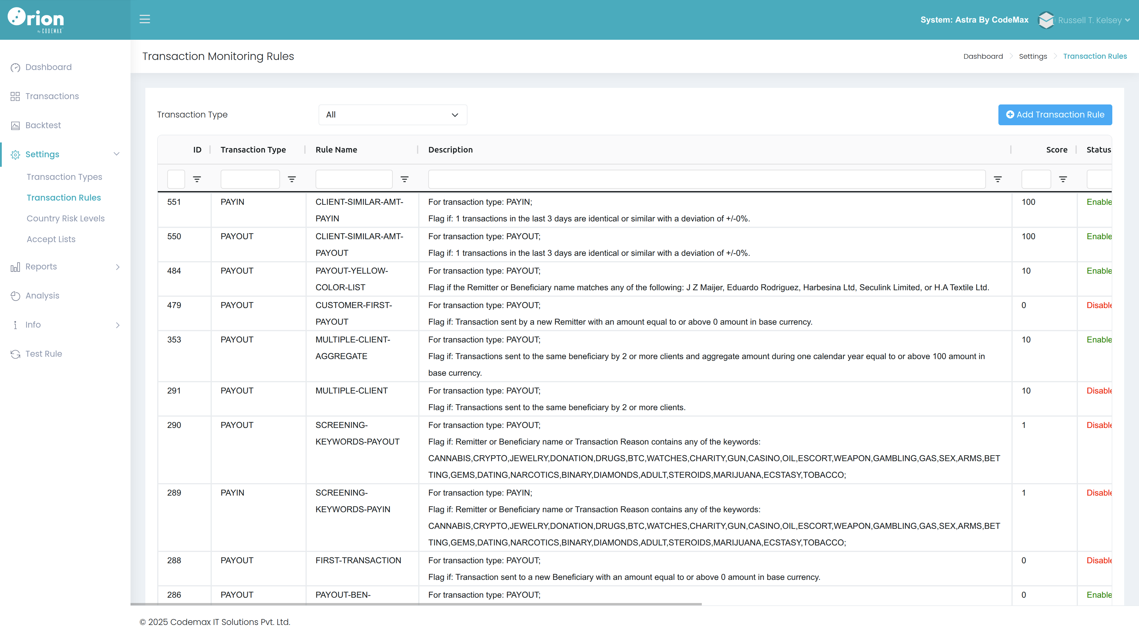 Orion Monitoring Rules